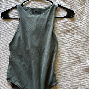 Zara Sage Green Sleeveless Bodysuit